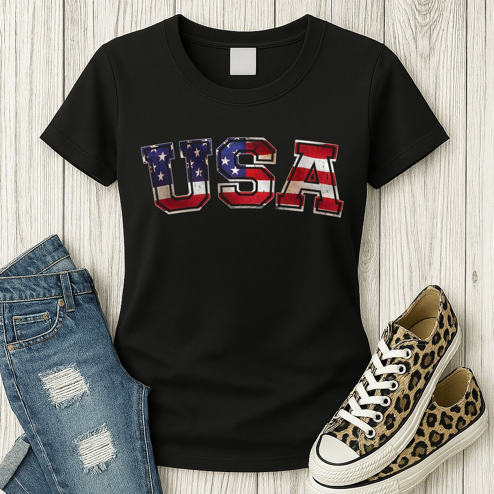 Vintage Red White And Blue USA Logo Womens T-Shirt