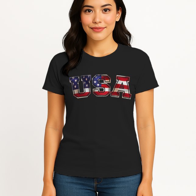 Vintage Red White And Blue USA Logo Womens T-Shirt