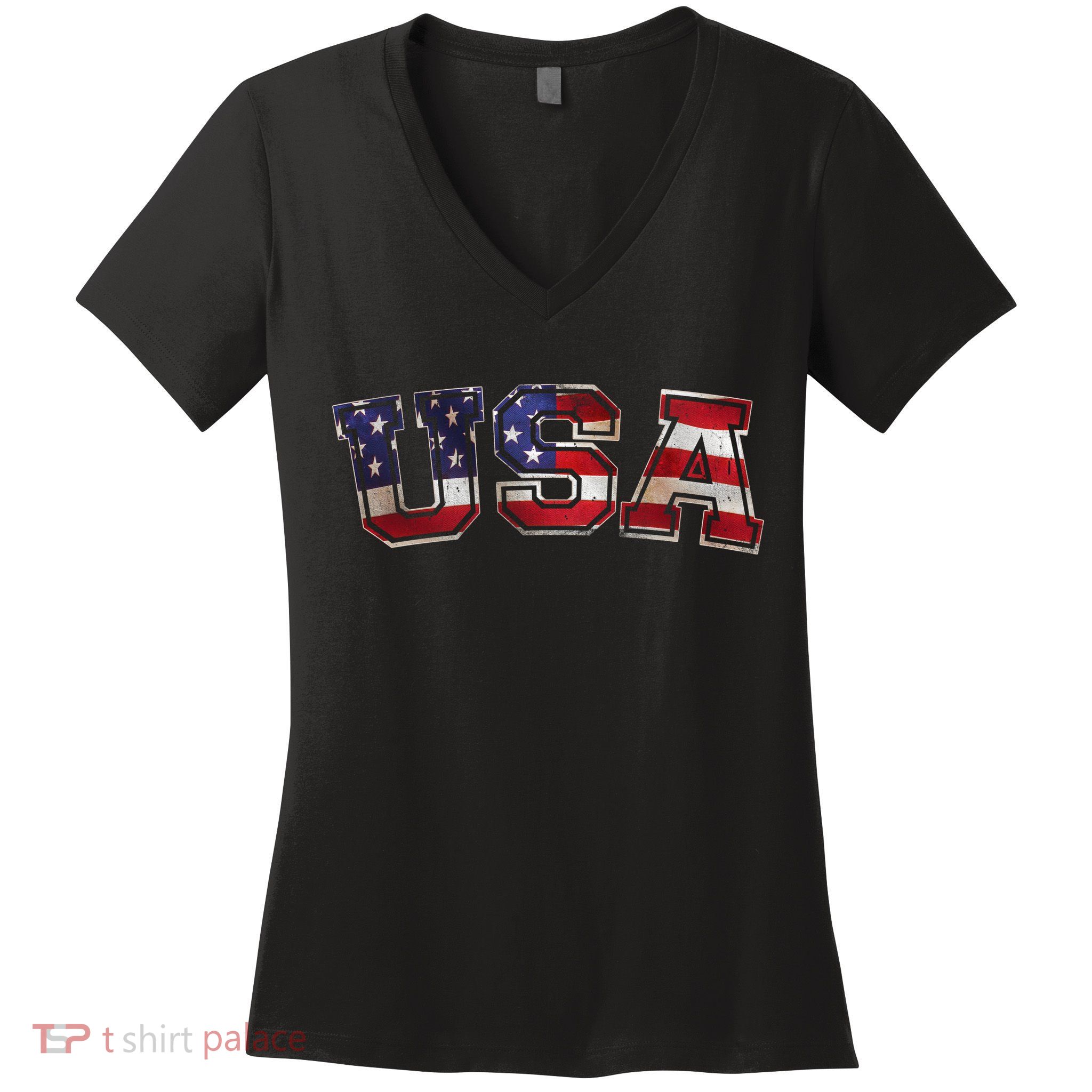 Vintage Red White And Blue USA Logo Women's V-Neck T-Shirt