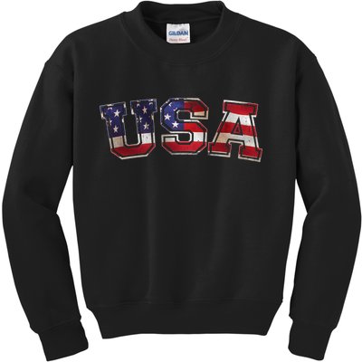 Vintage Red White And Blue USA Logo Kids Sweatshirt