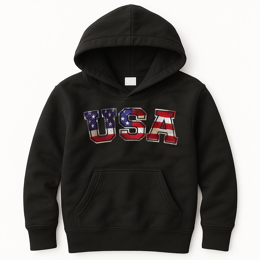 Vintage Red White And Blue USA Logo Kids Hoodie