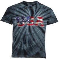 Vintage Red White And Blue USA Logo Kids Tie-Dye T-Shirt