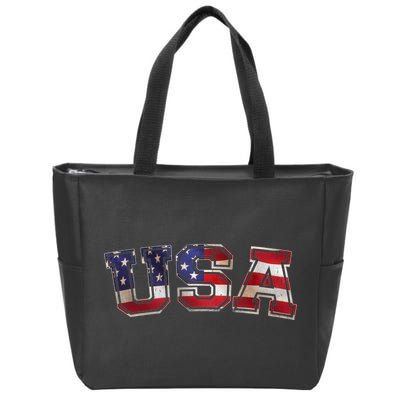 Vintage Red White And Blue USA Logo Zip Tote Bag