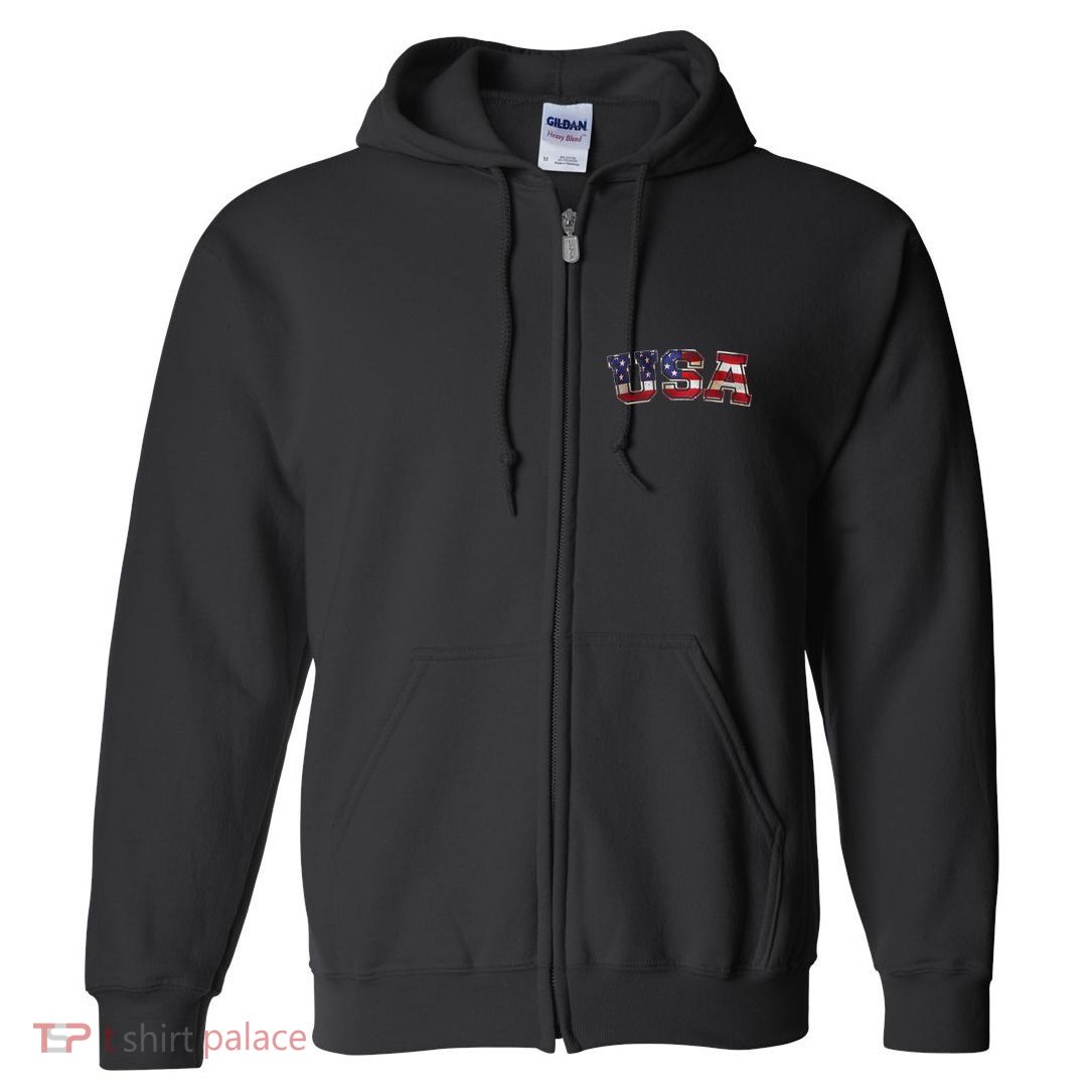Vintage Red White And Blue USA Logo Full Zip Hoodie