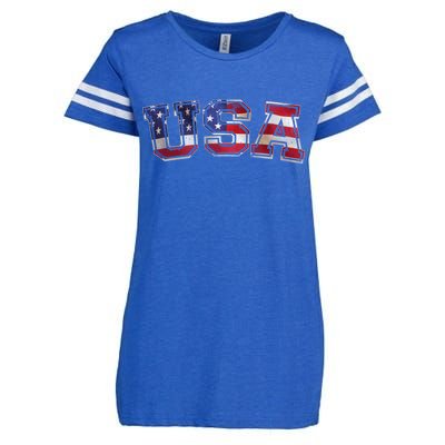 Vintage Red White And Blue USA Logo Enza Ladies Jersey Football T-Shirt