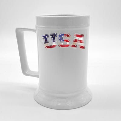 Vintage Red White And Blue USA Logo Beer Stein