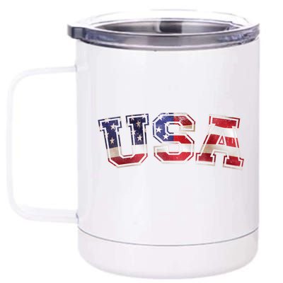 Vintage Red White And Blue USA Logo 12 oz Stainless Steel Tumbler Cup