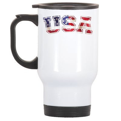 Vintage Red White And Blue USA Logo Stainless Steel Travel Mug