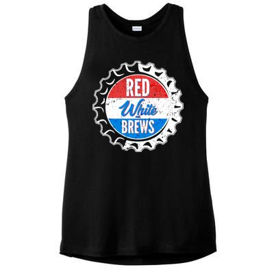 Vintage Red White and Brews Ladies PosiCharge Tri-Blend Wicking Tank