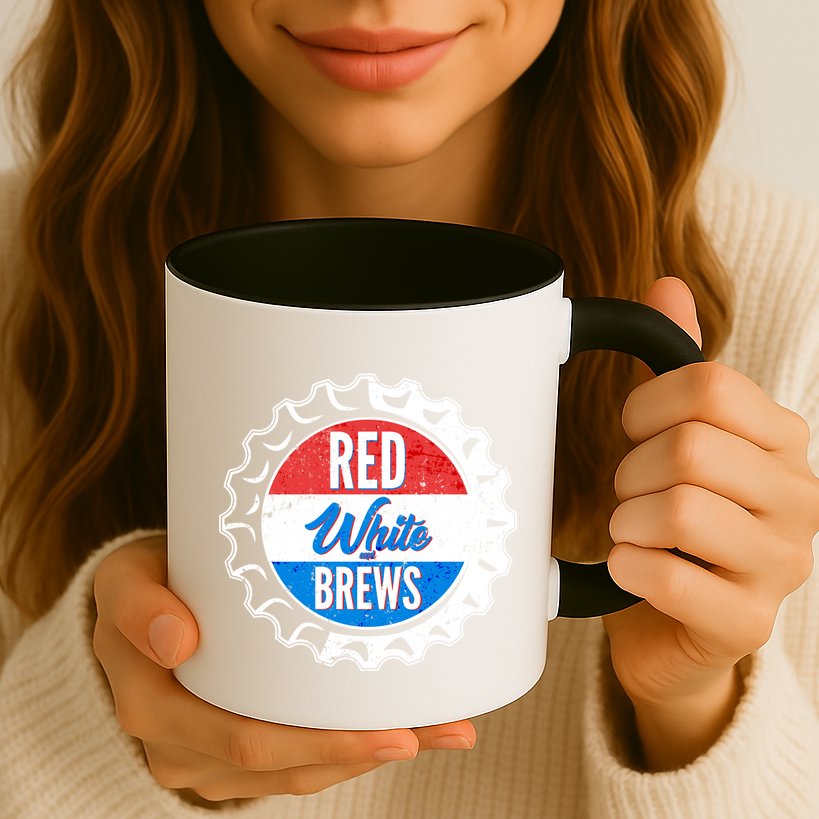 Vintage Red White and Brews Mug