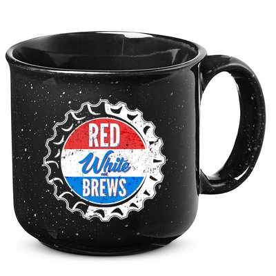 Vintage Red White and Brews 15oz Campfire Ceramic Mug