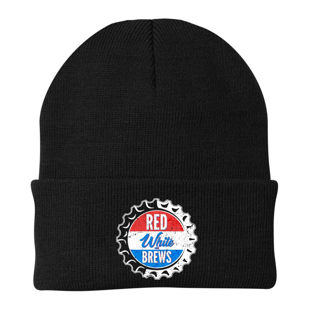 Vintage Red White and Brews Beanie