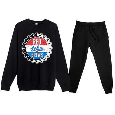 Vintage Red White and Brews Premium Crewneck Sweatsuit Set