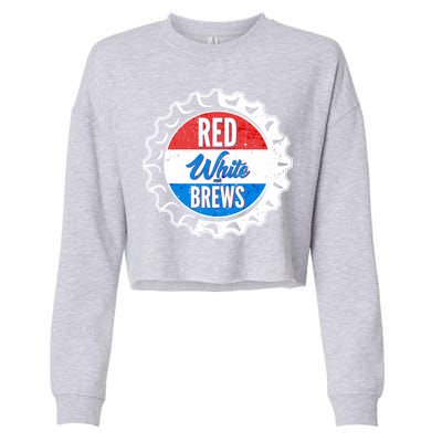 Vintage Red White and Brews Cropped Pullover Crew