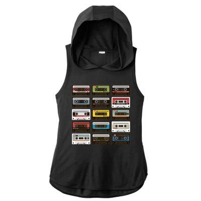 Vintage Retro 80's Cassette Tapes Ladies PosiCharge Tri-Blend Wicking Draft Hoodie Tank