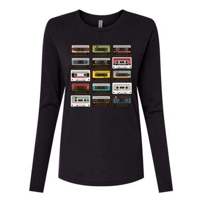 Vintage Retro 80's Cassette Tapes Womens Cotton Relaxed Long Sleeve T-Shirt