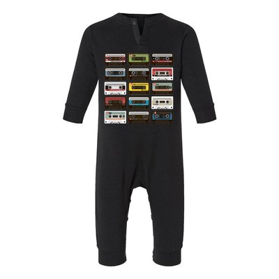 Vintage Retro 80's Cassette Tapes Infant Fleece One Piece