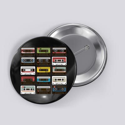 Vintage Retro 80's Cassette Tapes Button