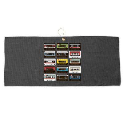 Vintage Retro 80's Cassette Tapes Large Microfiber Waffle Golf Towel