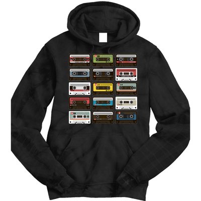 Vintage Retro 80's Cassette Tapes Tie Dye Hoodie