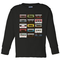 Vintage Retro 80's Cassette Tapes Toddler Long Sleeve Shirt