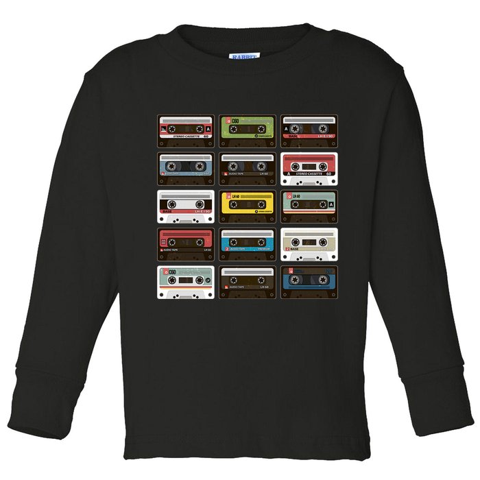 Vintage Retro 80's Cassette Tapes Toddler Long Sleeve Shirt