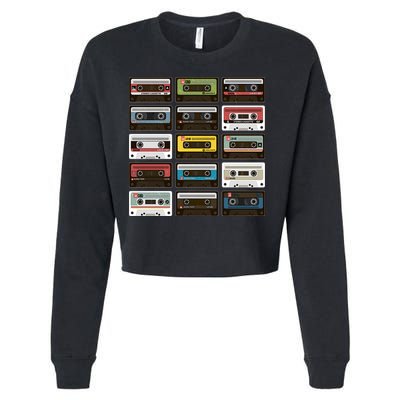 Vintage Retro 80's Cassette Tapes Cropped Pullover Crew