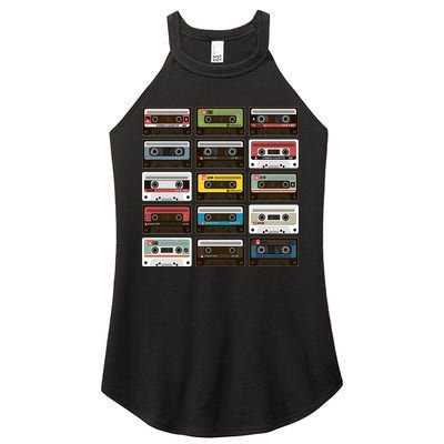 Vintage Retro 80's Cassette Tapes Women's Perfect Tri Rocker Tank