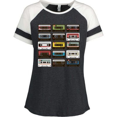 Vintage Retro 80's Cassette Tapes Enza Ladies Jersey Colorblock Tee