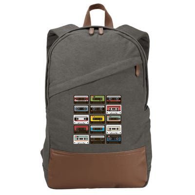 Vintage Retro 80's Cassette Tapes Cotton Canvas Backpack