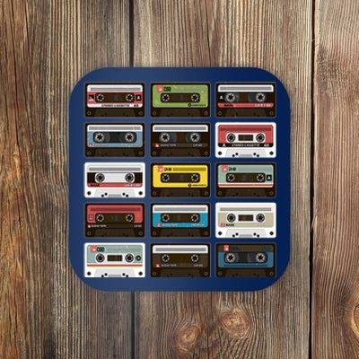 Vintage Retro 80's Cassette Tapes Coaster