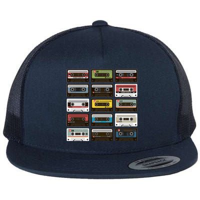 Vintage Retro 80's Cassette Tapes Flat Bill Trucker Hat