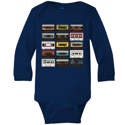 Vintage Retro 80's Cassette Tapes Baby Long Sleeve Bodysuit