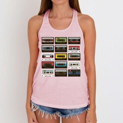 Vintage Retro 80's Cassette Tapes Women's Knotted Racerback Tank