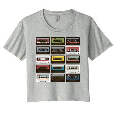 Vintage Retro 80's Cassette Tapes Women's Crop Top Tee