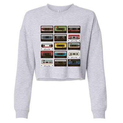 Vintage Retro 80's Cassette Tapes Cropped Pullover Crew