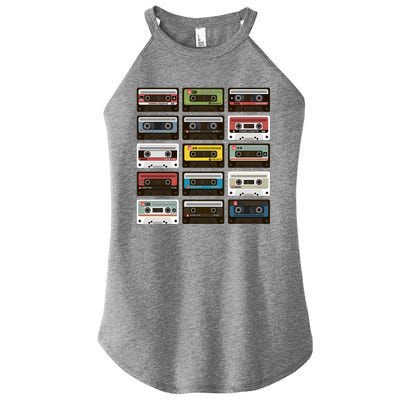 Vintage Retro 80's Cassette Tapes Women's Perfect Tri Rocker Tank