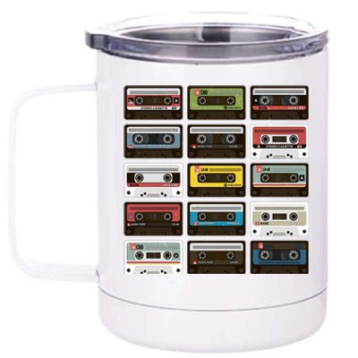 Vintage Retro 80's Cassette Tapes 12 oz Stainless Steel Tumbler Cup