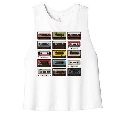 Vintage Retro 80's Cassette Tapes Women's Racerback Cropped Tank