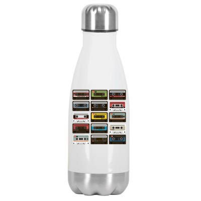 Vintage Retro 80's Cassette Tapes Stainless Steel Insulated Water Bottle