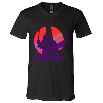 Vintage Retro 80's Japanese Samurai V-Neck T-Shirt