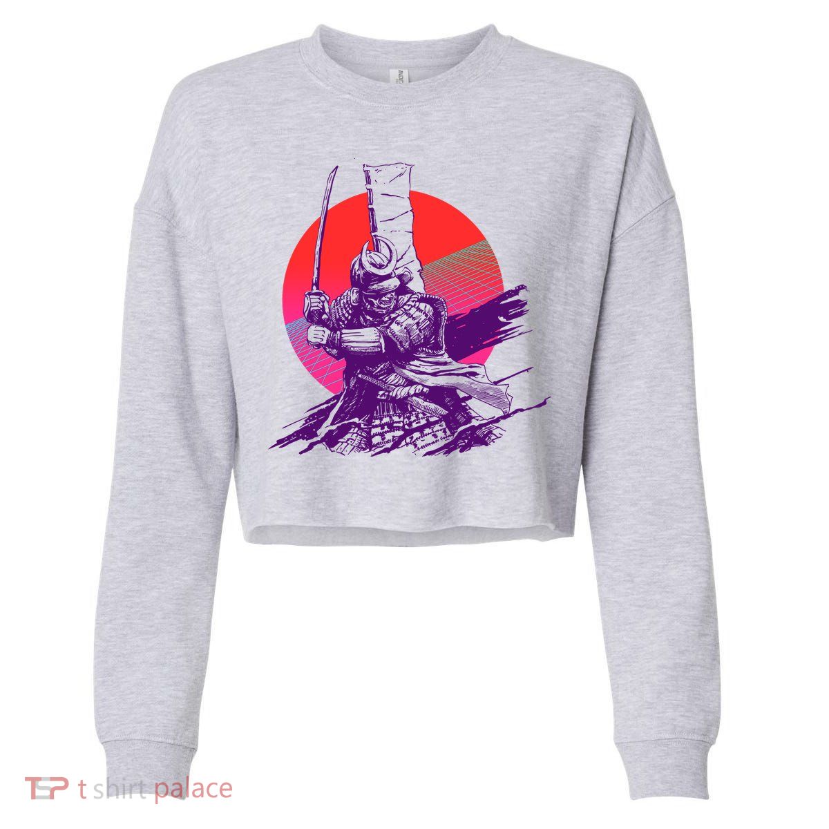 Vintage Retro 80's Japanese Samurai Cropped Pullover Crew
