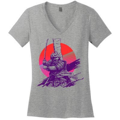 Vintage Retro 80's Japanese Samurai Women's V-Neck T-Shirt