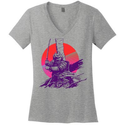 Vintage Retro 80's Japanese Samurai Women's V-Neck T-Shirt