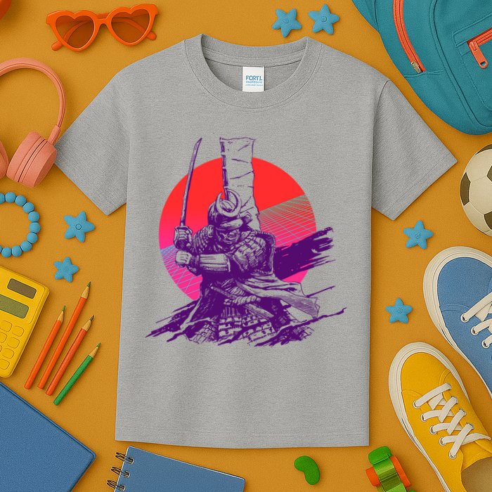 Vintage Retro 80's Japanese Samurai Kids T-Shirt