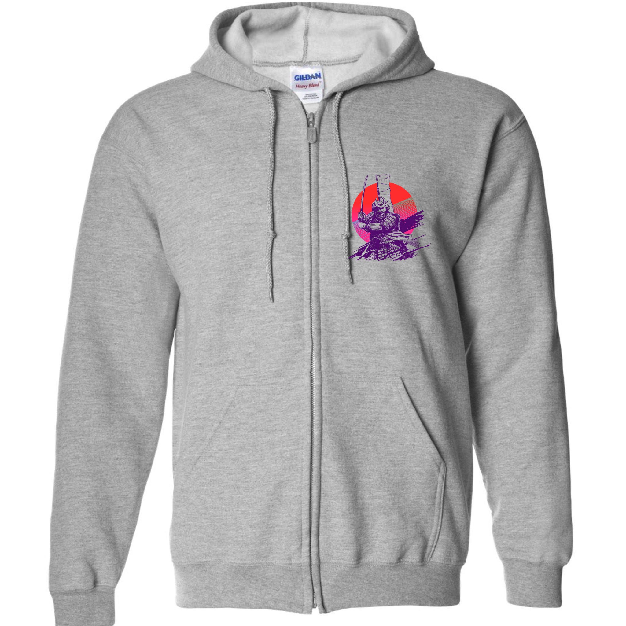 Vintage Retro 80's Japanese Samurai Full Zip Hoodie
