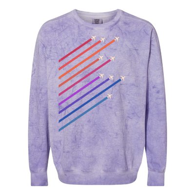 Vintage Retro Airplane Flight Colorblast Crewneck Sweatshirt