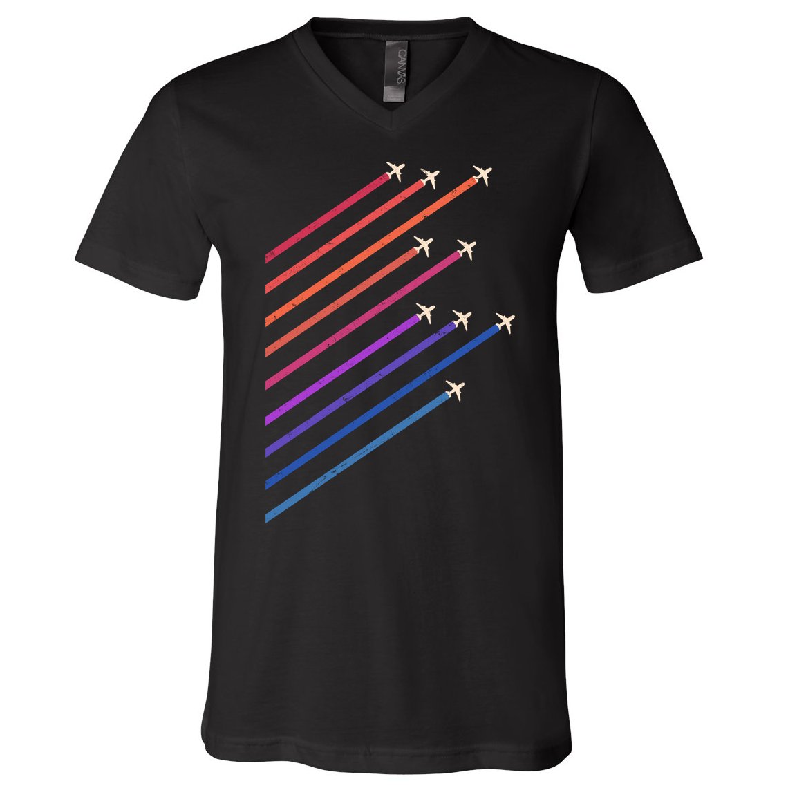 Vintage Retro Airplane Flight V-Neck T-Shirt