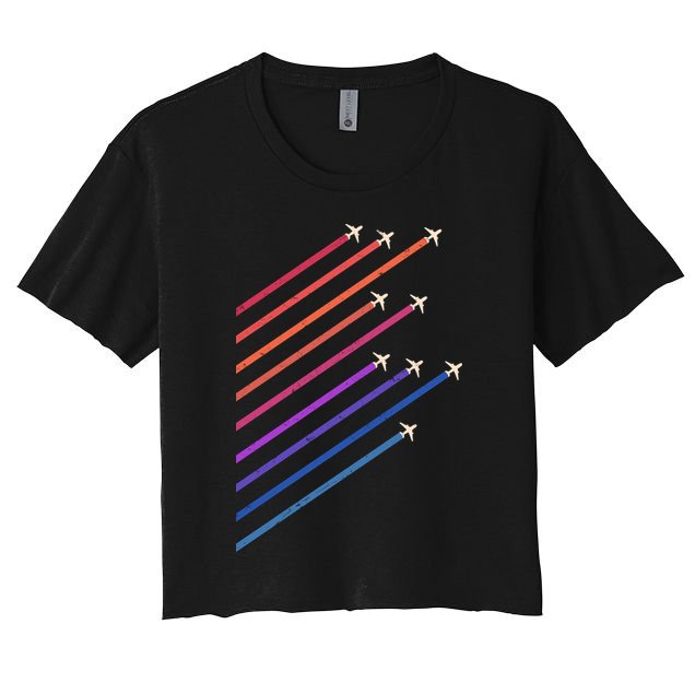 Vintage Retro Airplane Flight Crop Top