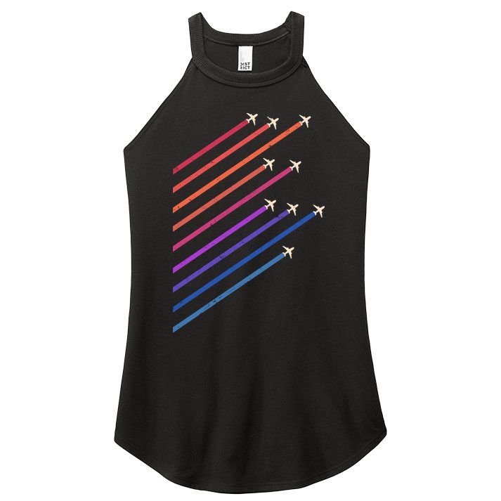 Vintage Retro Airplane Flight Women's Perfect Tri Rocker Tank